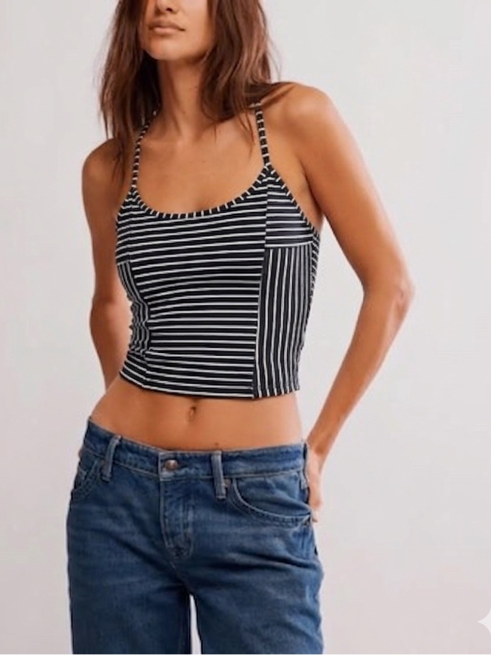 Victoria's Secret Black & White Striped Spaghetti Strap Cami Size Small